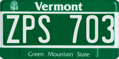 VT license plate ZPS703