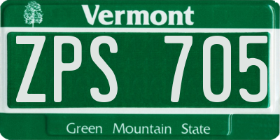 VT license plate ZPS705