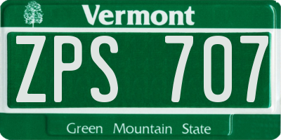 VT license plate ZPS707