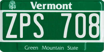 VT license plate ZPS708