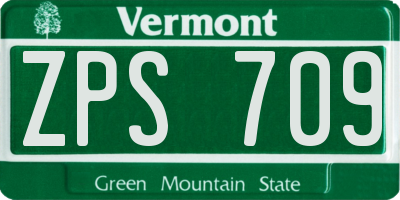 VT license plate ZPS709