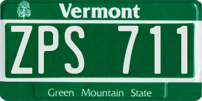 VT license plate ZPS711
