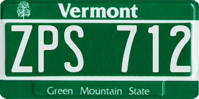 VT license plate ZPS712
