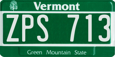 VT license plate ZPS713