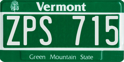 VT license plate ZPS715