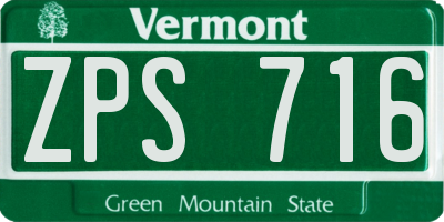 VT license plate ZPS716