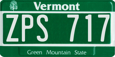 VT license plate ZPS717