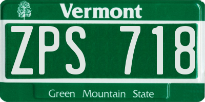 VT license plate ZPS718