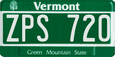 VT license plate ZPS720