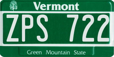 VT license plate ZPS722