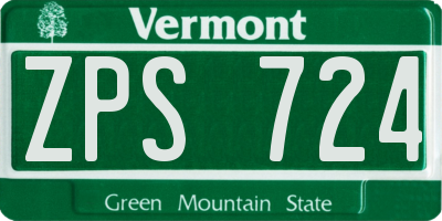 VT license plate ZPS724