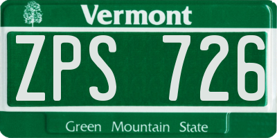 VT license plate ZPS726
