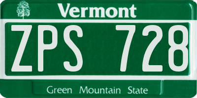 VT license plate ZPS728