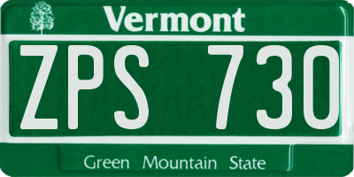 VT license plate ZPS730