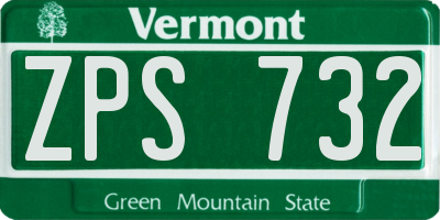 VT license plate ZPS732