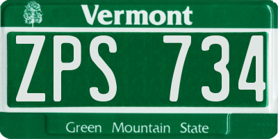VT license plate ZPS734