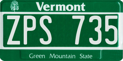 VT license plate ZPS735