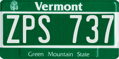 VT license plate ZPS737