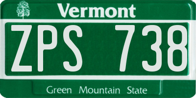 VT license plate ZPS738
