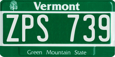 VT license plate ZPS739
