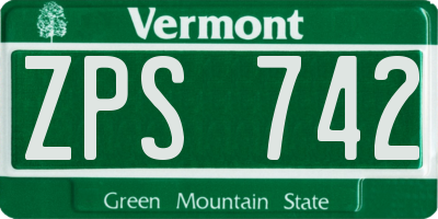 VT license plate ZPS742