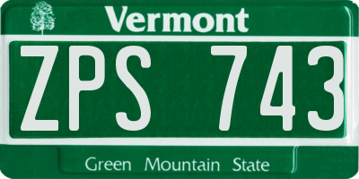 VT license plate ZPS743