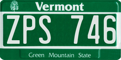 VT license plate ZPS746