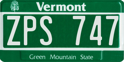 VT license plate ZPS747