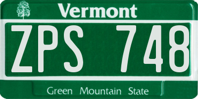 VT license plate ZPS748