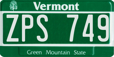 VT license plate ZPS749