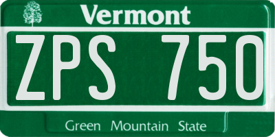 VT license plate ZPS750