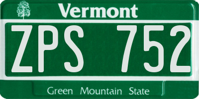 VT license plate ZPS752