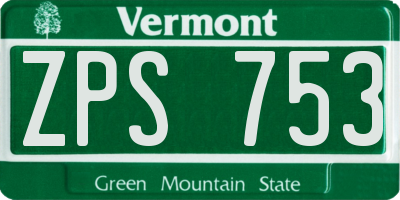 VT license plate ZPS753