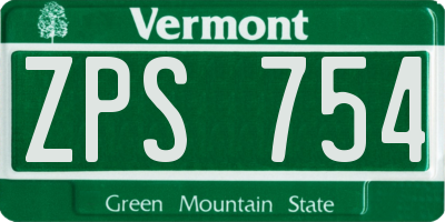 VT license plate ZPS754