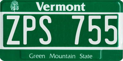 VT license plate ZPS755