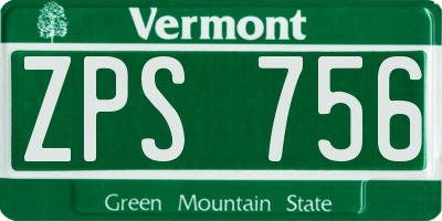 VT license plate ZPS756