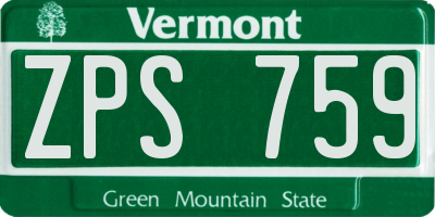 VT license plate ZPS759