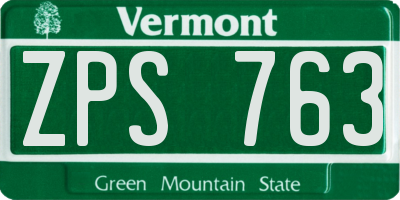 VT license plate ZPS763