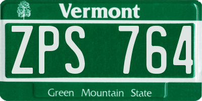 VT license plate ZPS764