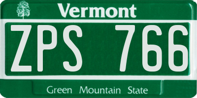 VT license plate ZPS766