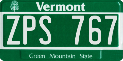 VT license plate ZPS767