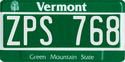 VT license plate ZPS768