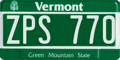 VT license plate ZPS770