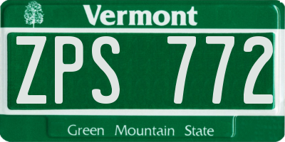 VT license plate ZPS772