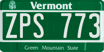 VT license plate ZPS773