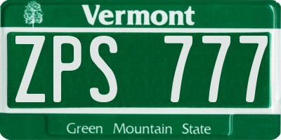 VT license plate ZPS777