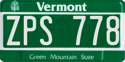 VT license plate ZPS778