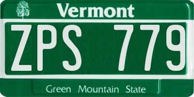 VT license plate ZPS779