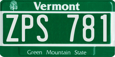 VT license plate ZPS781