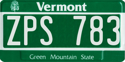 VT license plate ZPS783